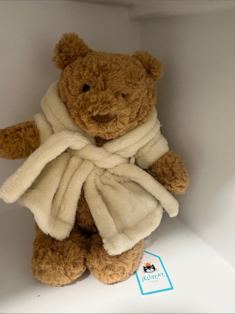 Jellycat Bartholomew Bear in Cream Robe Plush NWT